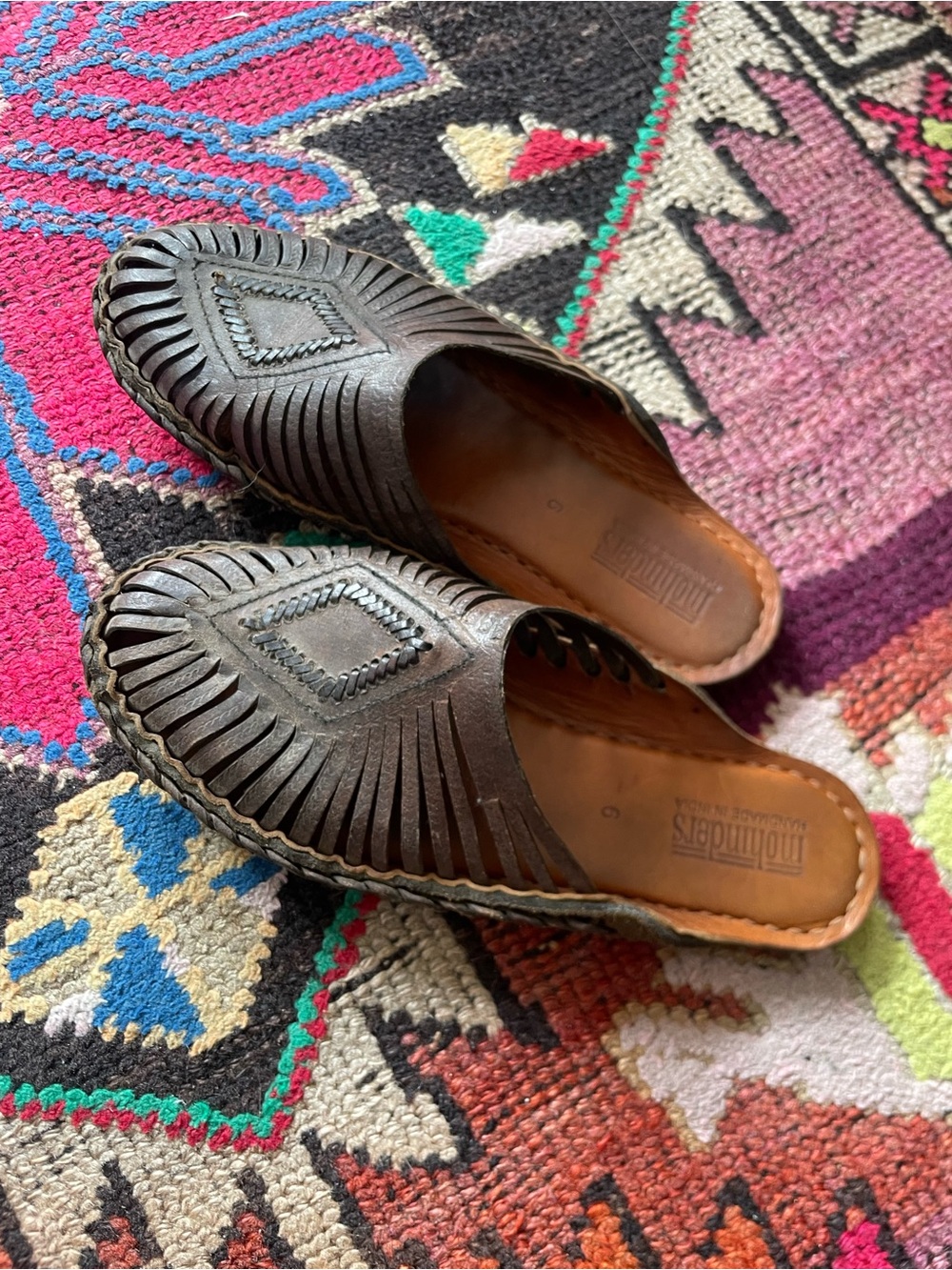 Handcrafted Dark Brown Leather Slip-On Mules